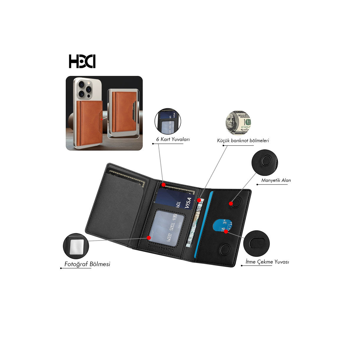 HDD HS-013 Stant Özellikli Magsafe Kartlık