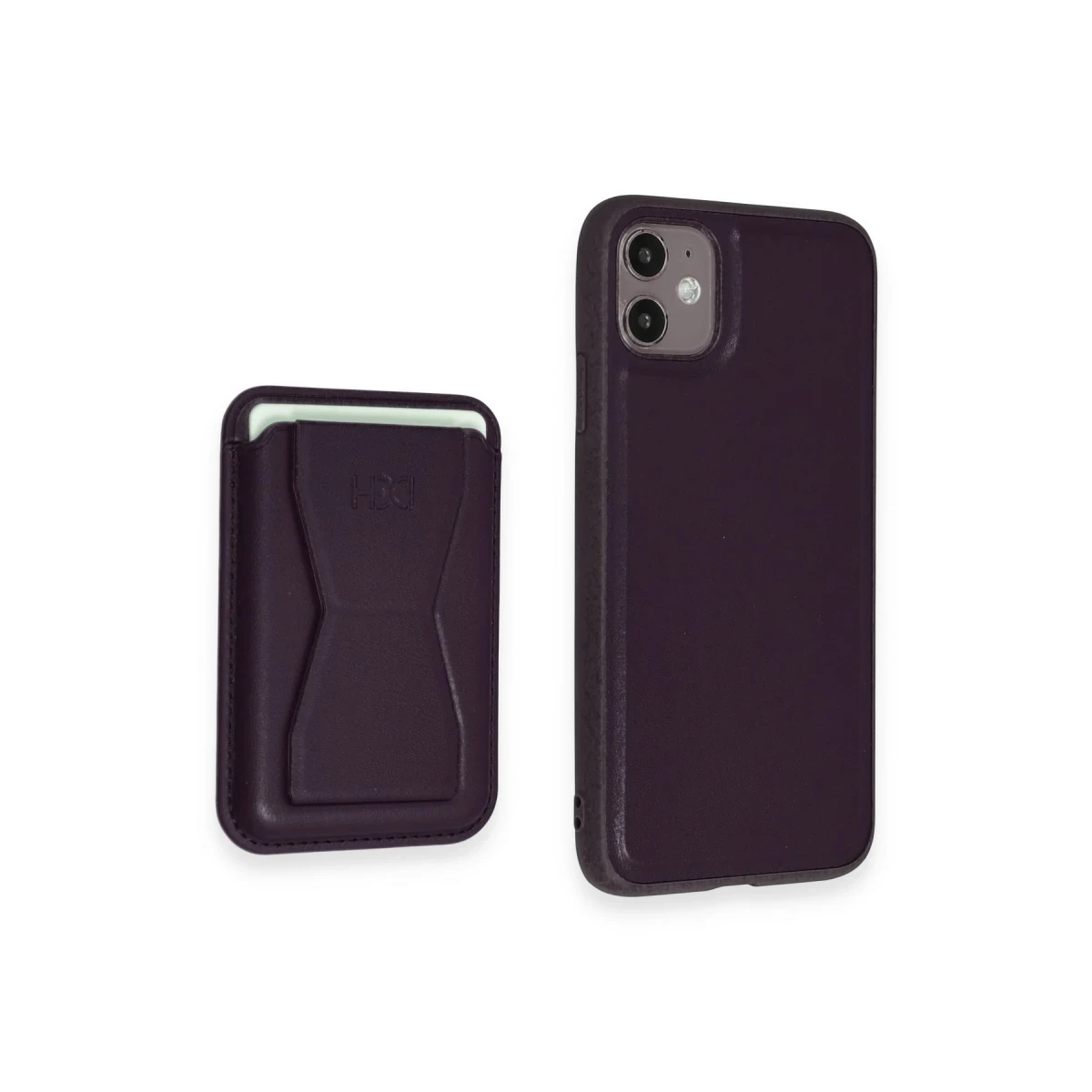 HDD Apple iPhone 11 Kılıf HD Deri Luxury Magnet Kartvizitli Kapak - Derin Mor