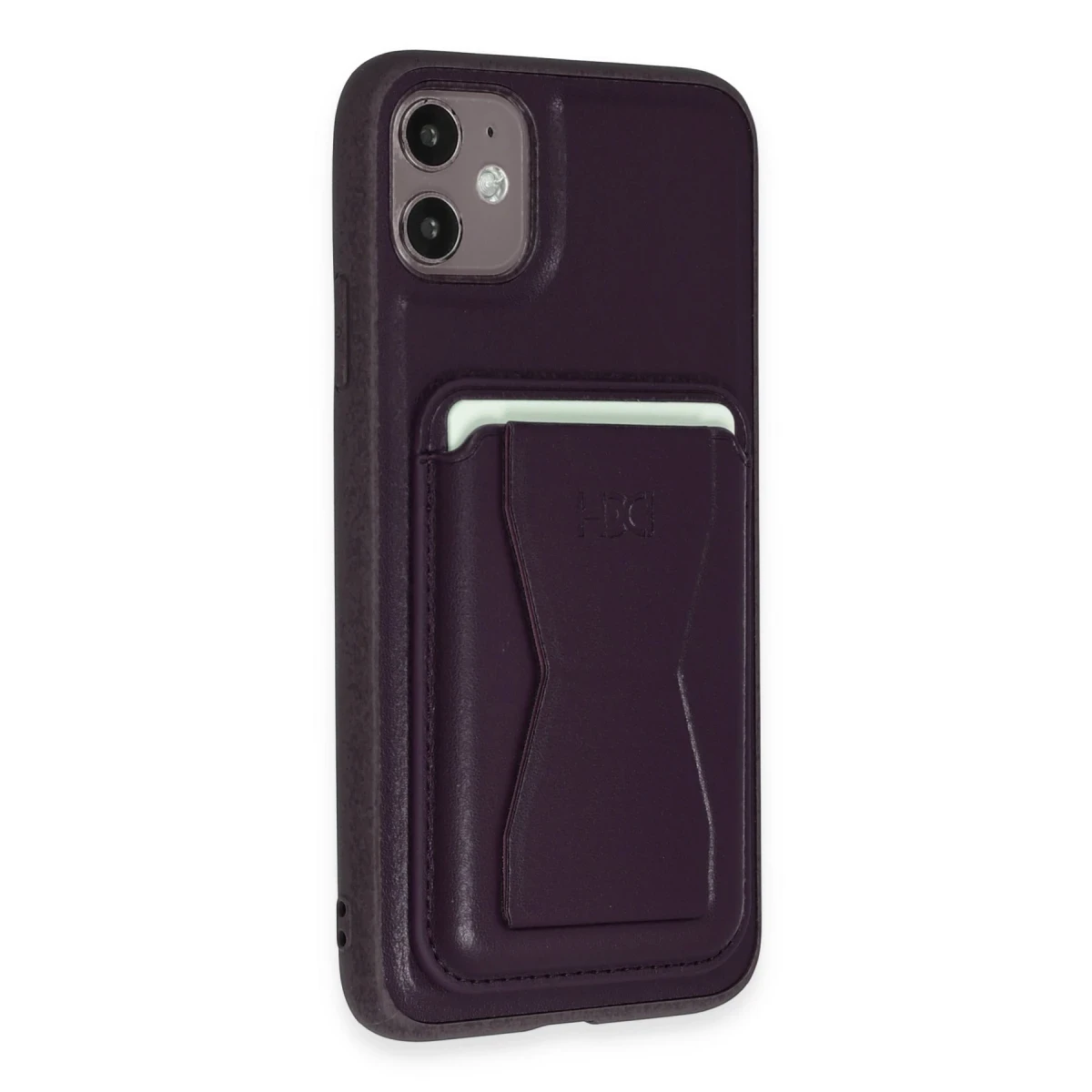 HDD Apple iPhone 11 Kılıf HD Deri Luxury Magnet Kartvizitli Kapak - Derin Mor
