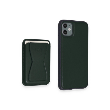 HDD Apple iPhone 11 Kılıf HD Deri Luxury Magnet Kartvizitli Kapak - Koyu Yeşil