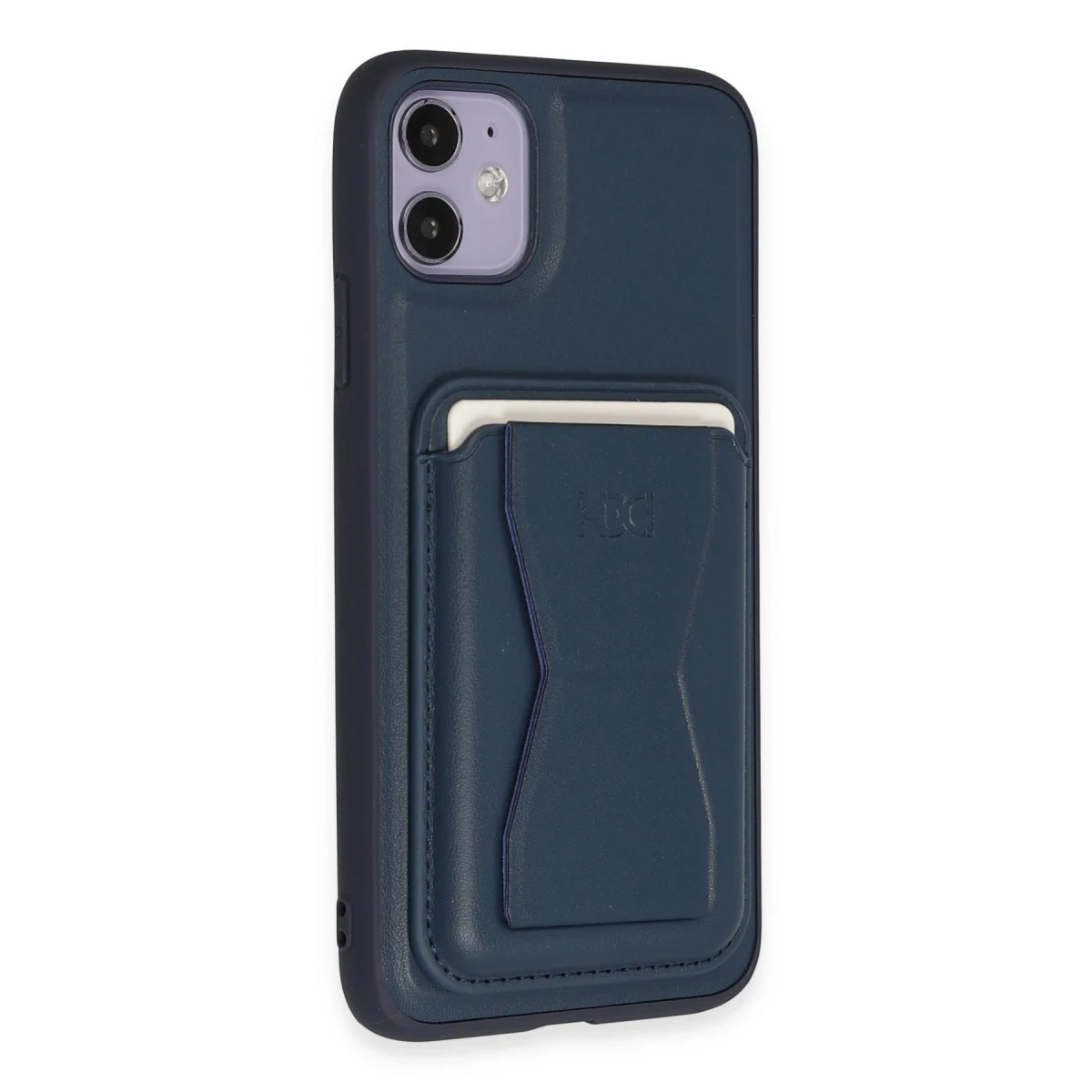 HDD Apple iPhone 11 Kılıf HD Deri Luxury Magnet Kartvizitli Kapak - Lacivert
