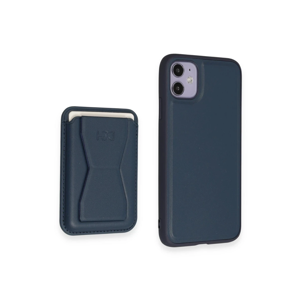 HDD Apple iPhone 11 Kılıf HD Deri Luxury Magnet Kartvizitli Kapak - Lacivert