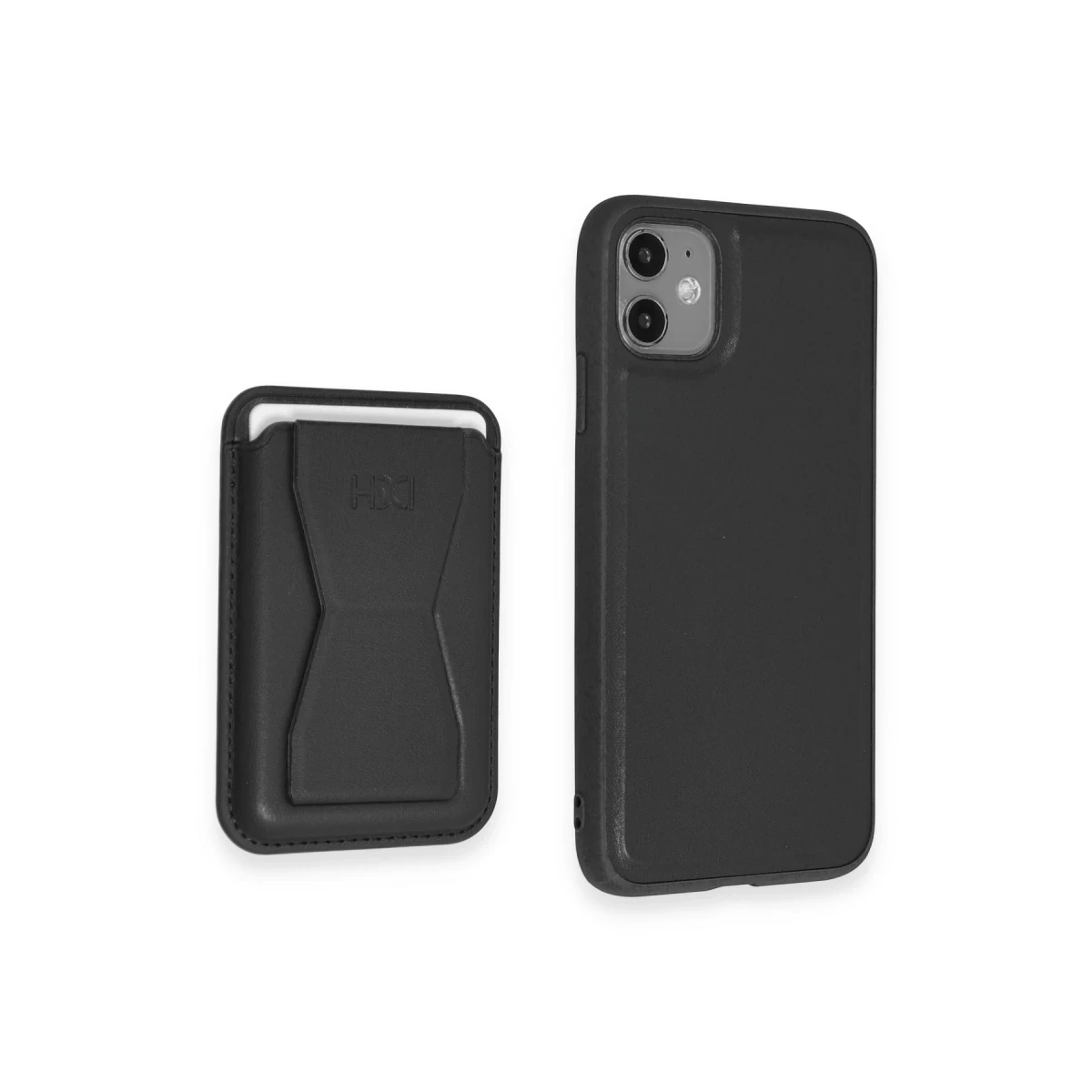 HDD Apple iPhone 11 Kılıf HD Deri Luxury Magnet Kartvizitli Kapak - Siyah