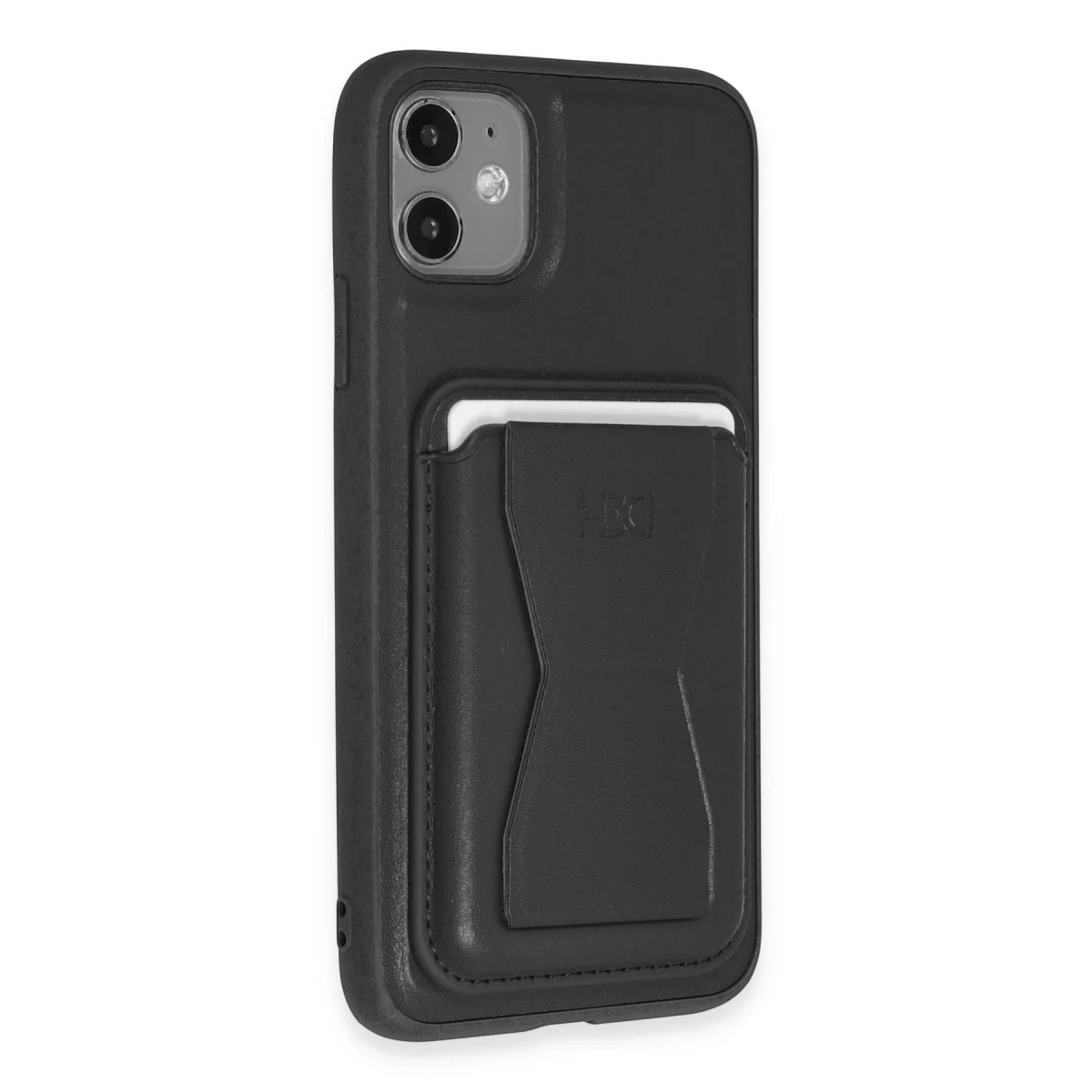 HDD Apple iPhone 11 Kılıf HD Deri Luxury Magnet Kartvizitli Kapak - Siyah