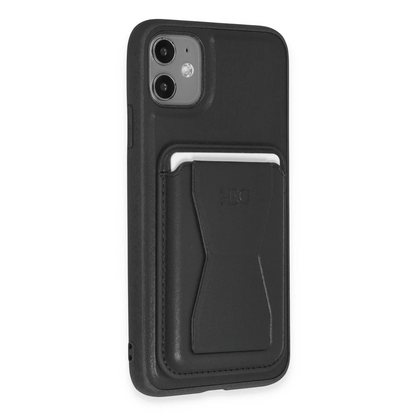 HDD Apple iPhone 11 Kılıf HD Deri Luxury Magnet Kartvizitli Kapak - Siyah