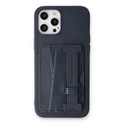 HDD Apple iPhone 12 Pro Max Kılıf HD Deri Kartvizitli Kapak - Lacivert