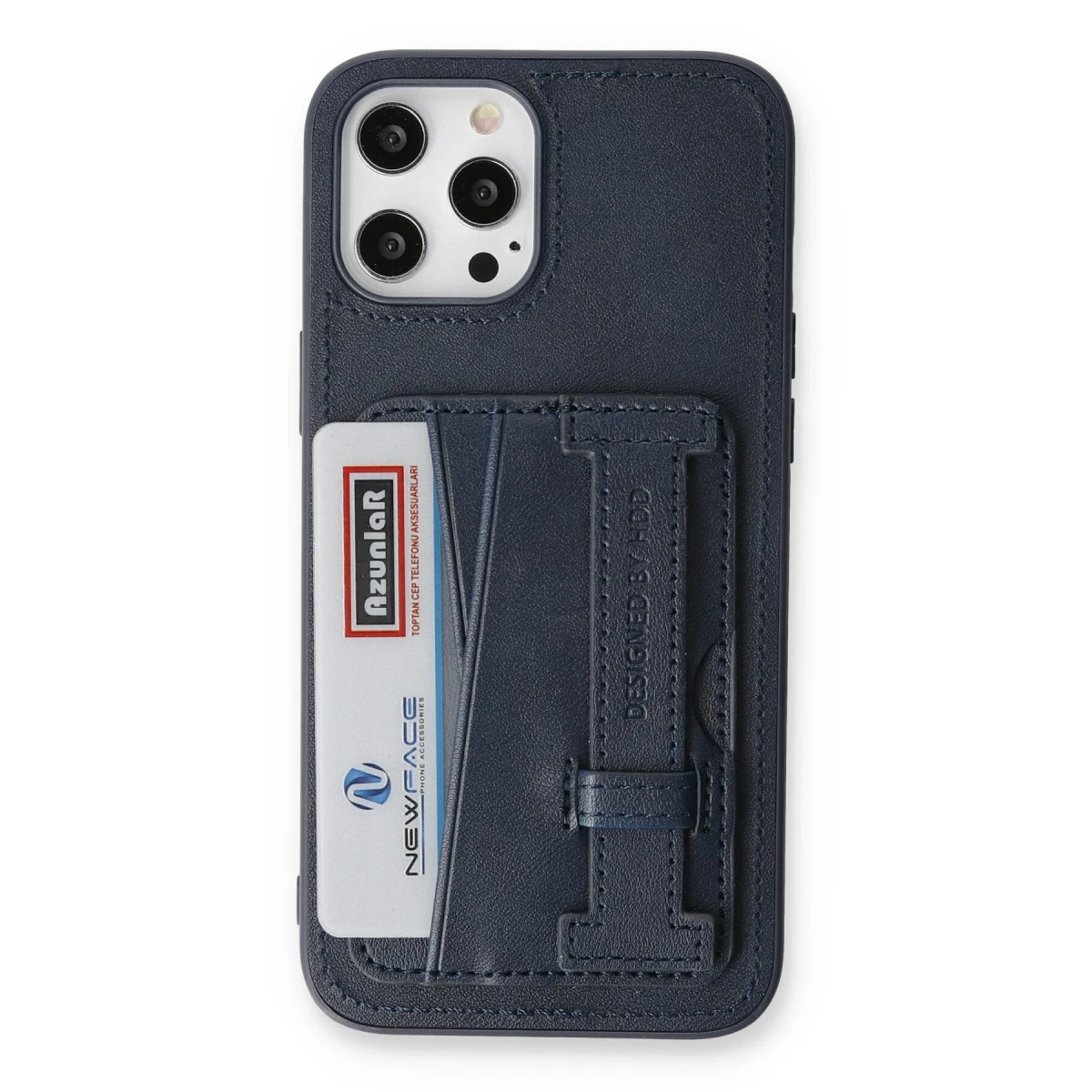 HDD Apple iPhone 12 Pro Max Kılıf HD Deri Kartvizitli Kapak - Lacivert
