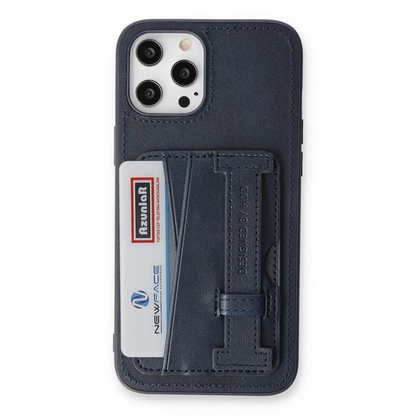 HDD Apple iPhone 12 Pro Max Kılıf HD Deri Kartvizitli Kapak - Lacivert