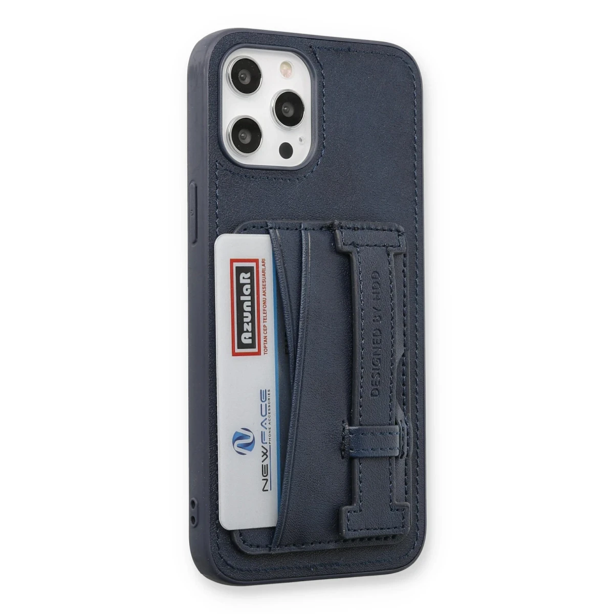HDD Apple iPhone 12 Pro Max Kılıf HD Deri Kartvizitli Kapak - Lacivert