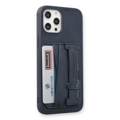 HDD Apple iPhone 12 Pro Max Kılıf HD Deri Kartvizitli Kapak - Lacivert