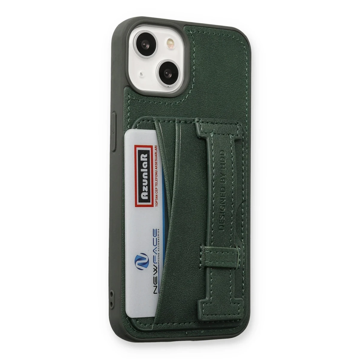 HDD Apple iPhone 13 Kılıf HD Deri Kartvizitli Kapak - Yeşil