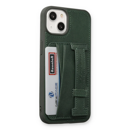 HDD Apple iPhone 13 Kılıf HD Deri Kartvizitli Kapak - Yeşil