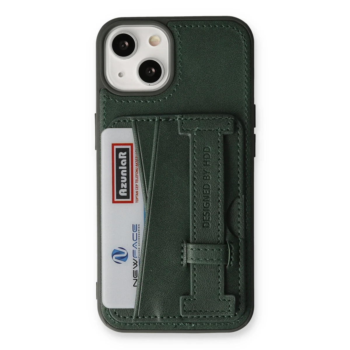 HDD Apple iPhone 13 Kılıf HD Deri Kartvizitli Kapak - Yeşil
