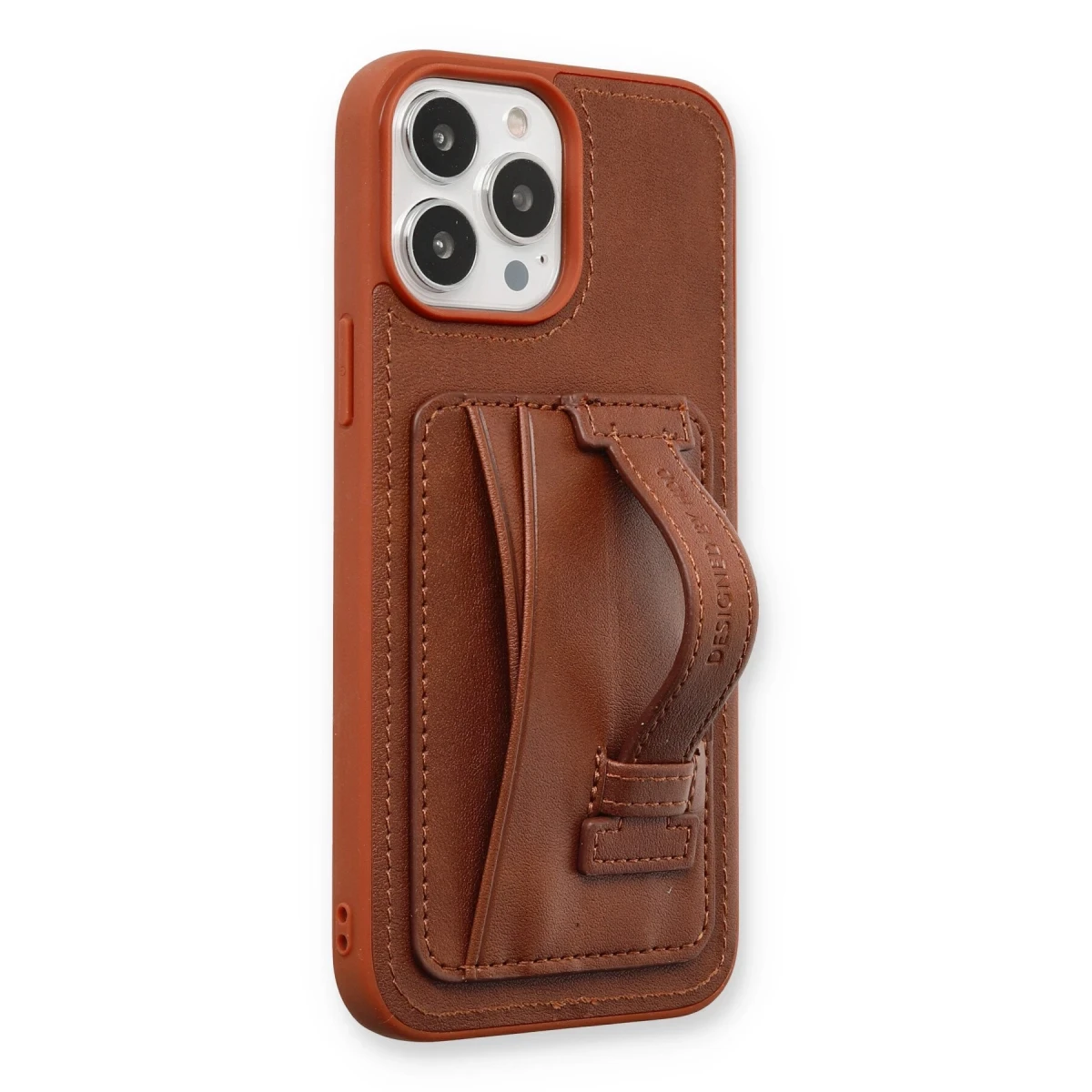 HDD Apple iPhone 13 Pro Kılıf HD Deri Kartvizitli Kapak - Kahverengi