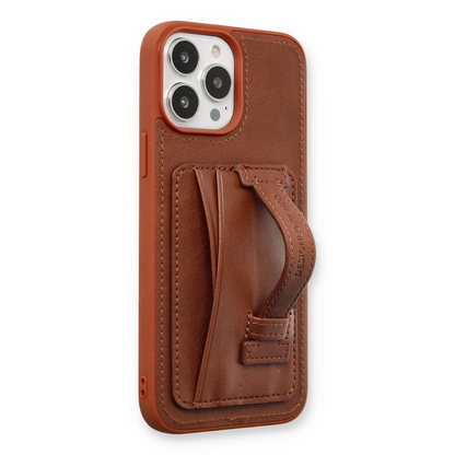 HDD Apple iPhone 13 Pro Kılıf HD Deri Kartvizitli Kapak - Kahverengi