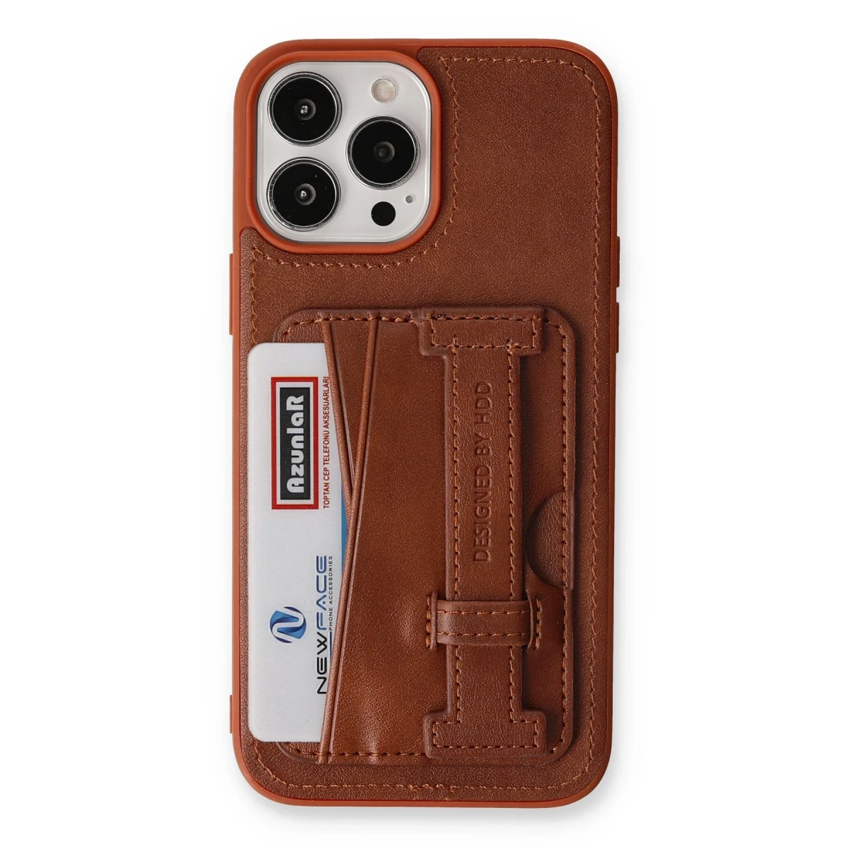 HDD Apple iPhone 13 Pro Kılıf HD Deri Kartvizitli Kapak - Kahverengi