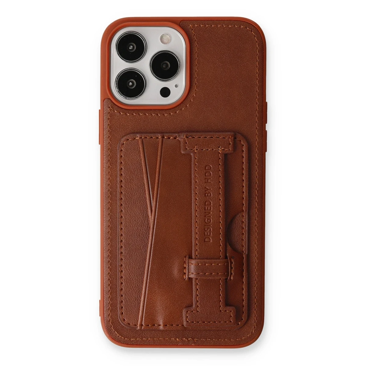 HDD Apple iPhone 13 Pro Kılıf HD Deri Kartvizitli Kapak - Kahverengi