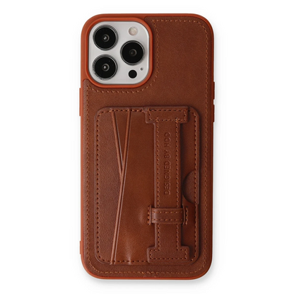 HDD Apple iPhone 13 Pro Kılıf HD Deri Kartvizitli Kapak - Kahverengi