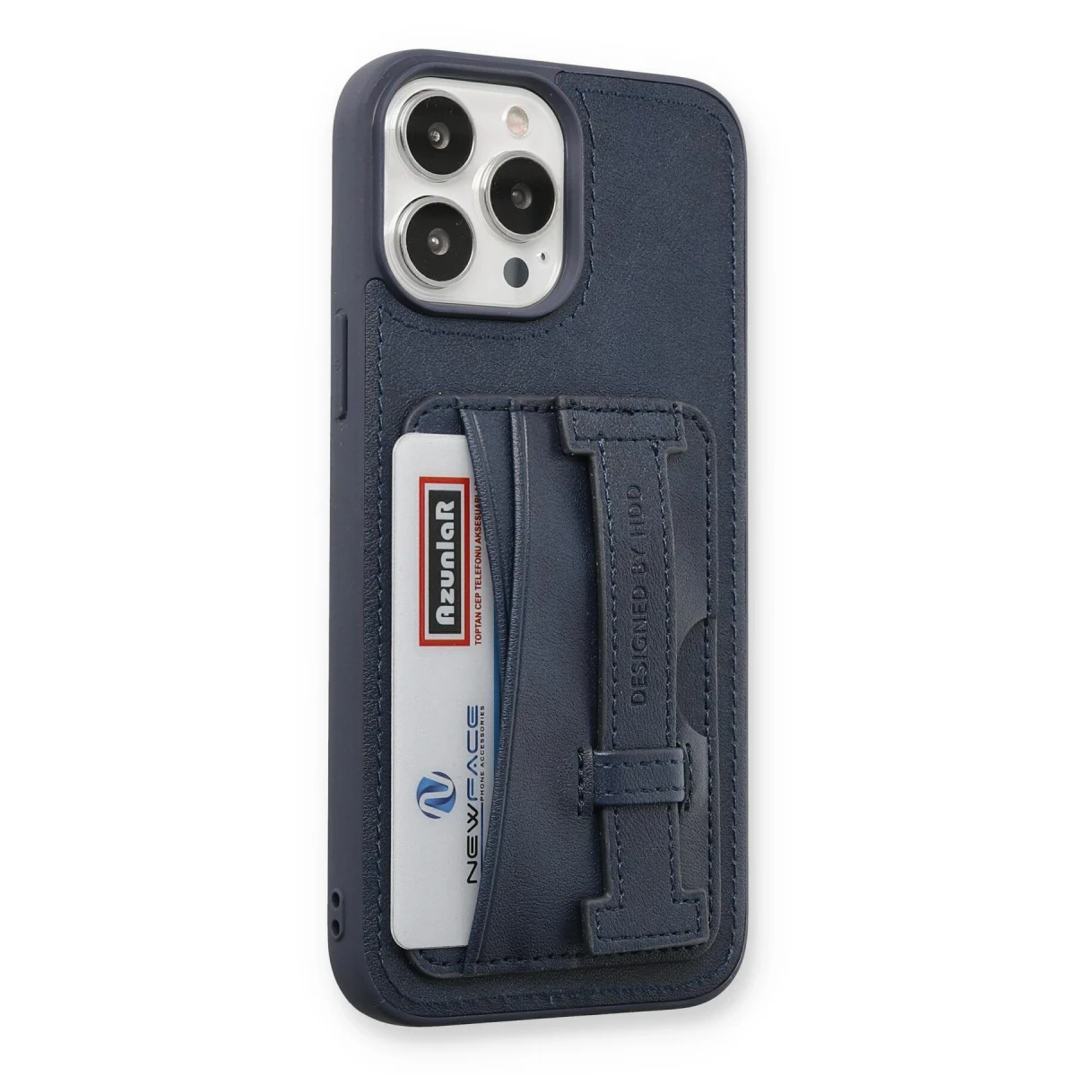 HDD Apple iPhone 13 Pro Kılıf HD Deri Kartvizitli Kapak - Lacivert