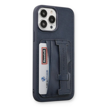 HDD Apple iPhone 13 Pro Kılıf HD Deri Kartvizitli Kapak - Lacivert
