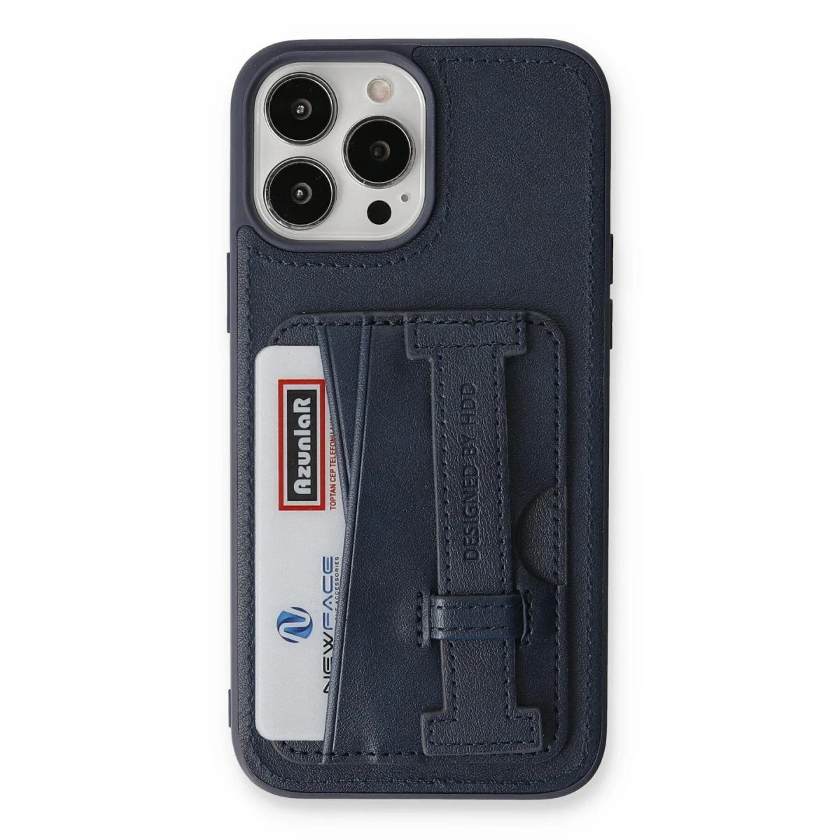 HDD Apple iPhone 13 Pro Kılıf HD Deri Kartvizitli Kapak - Lacivert