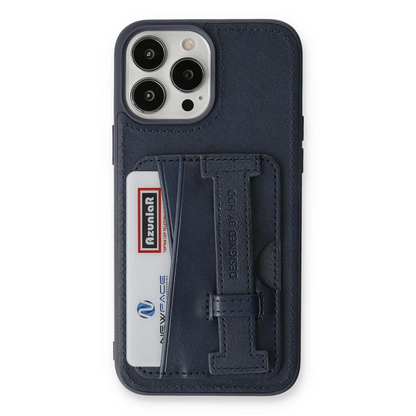 HDD Apple iPhone 13 Pro Kılıf HD Deri Kartvizitli Kapak - Lacivert