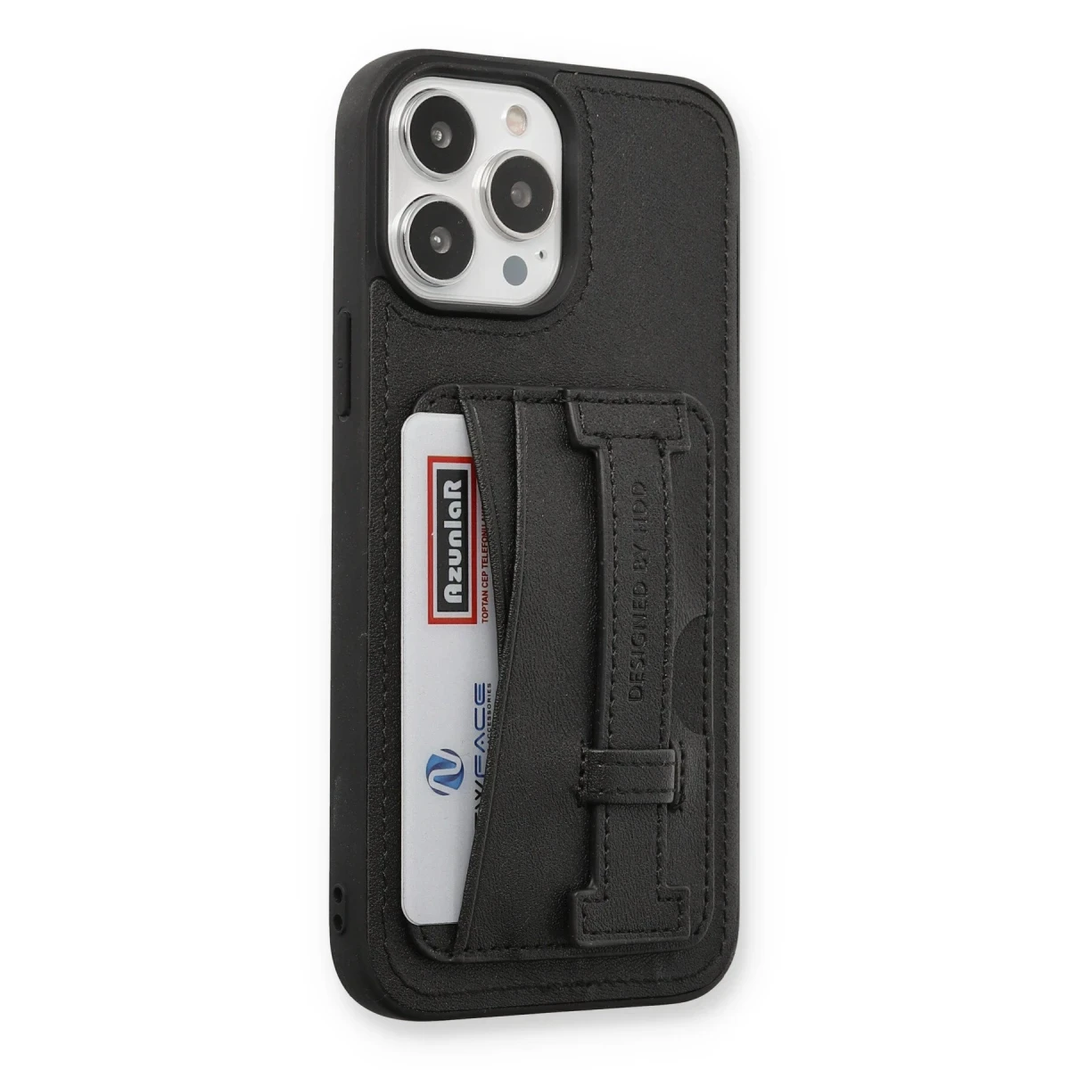 HDD Apple iPhone 13 Pro Kılıf HD Deri Kartvizitli Kapak - Siyah