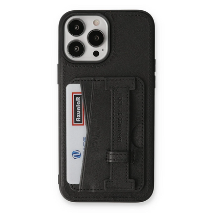 HDD Apple iPhone 13 Pro Kılıf HD Deri Kartvizitli Kapak - Siyah