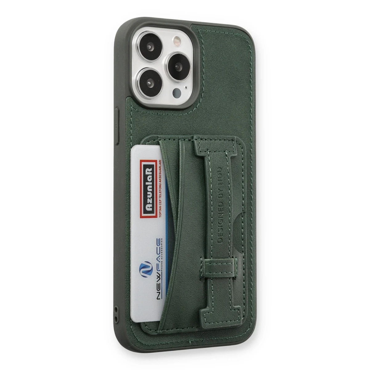 HDD Apple iPhone 13 Pro Kılıf HD Deri Kartvizitli Kapak - Yeşil