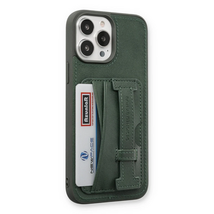 HDD Apple iPhone 13 Pro Kılıf HD Deri Kartvizitli Kapak - Yeşil