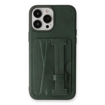 HDD Apple iPhone 13 Pro Kılıf HD Deri Kartvizitli Kapak - Yeşil