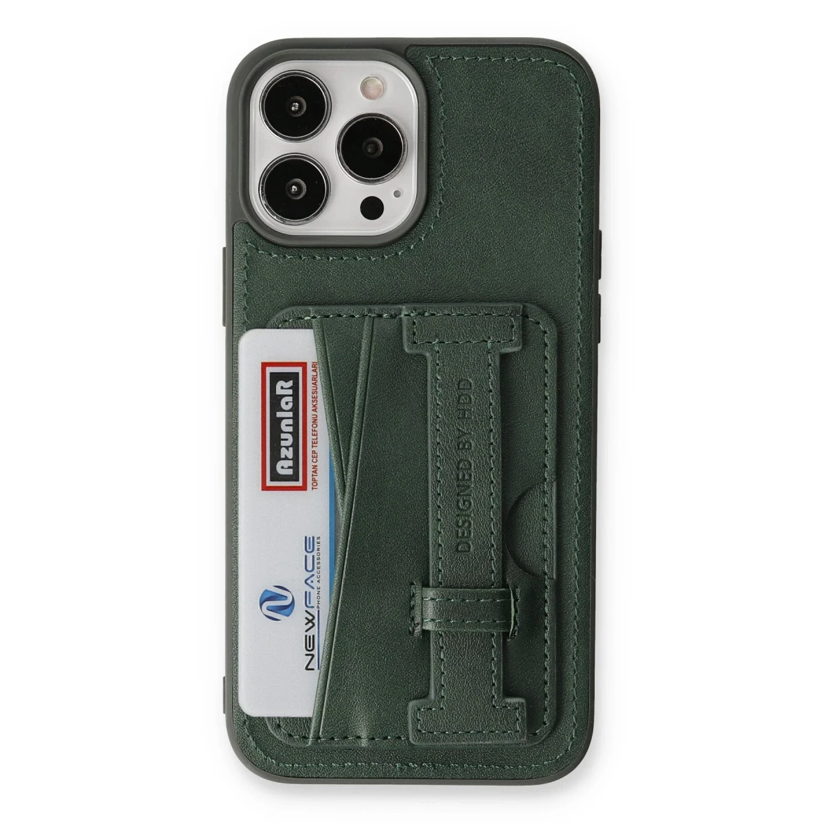 HDD Apple iPhone 13 Pro Kılıf HD Deri Kartvizitli Kapak - Yeşil