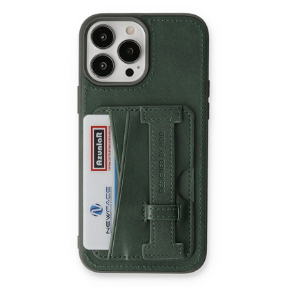 HDD Apple iPhone 13 Pro Kılıf HD Deri Kartvizitli Kapak - Yeşil
