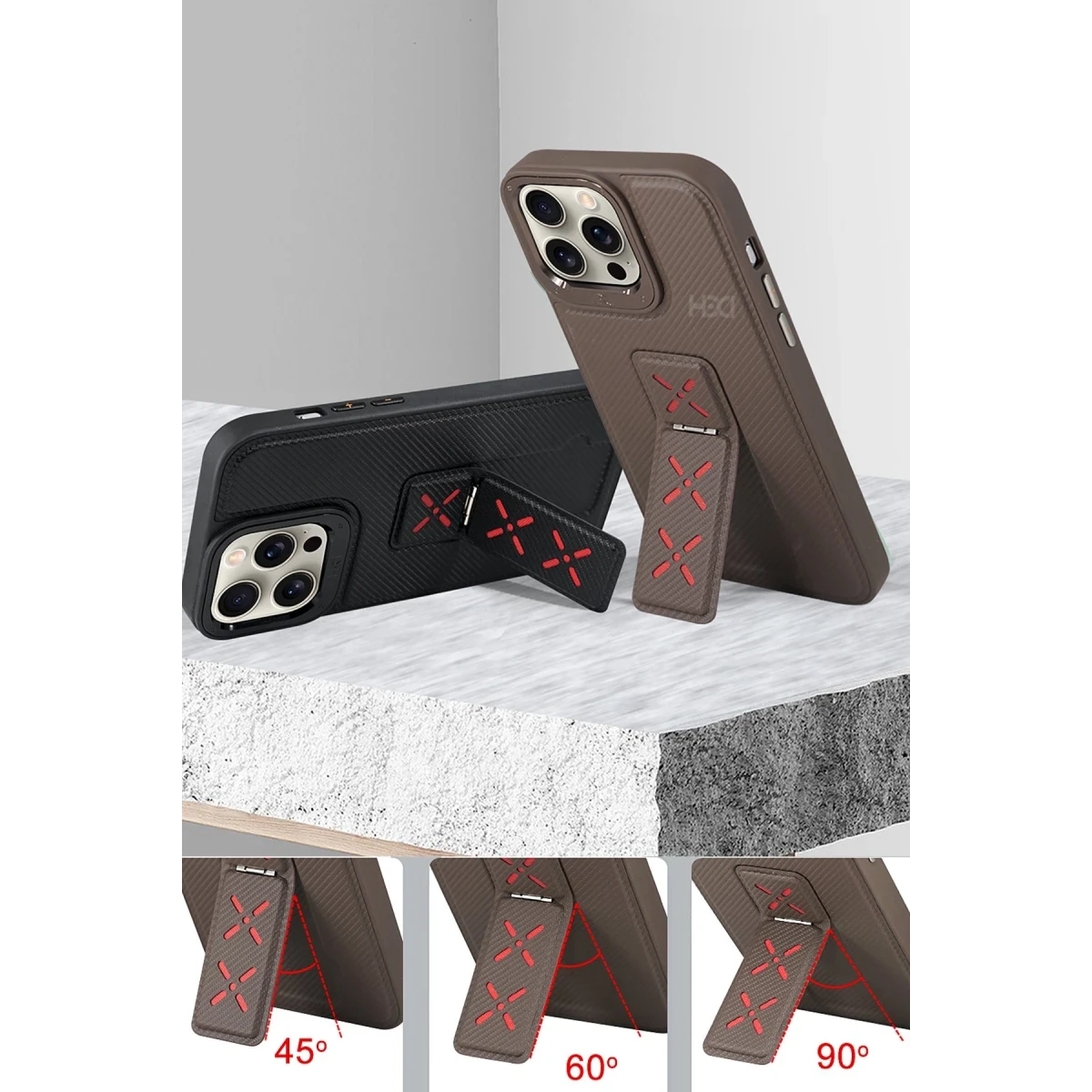 HDD Apple iPhone 14 HBC-248 Lima Standlı Kapak - Titan Gri