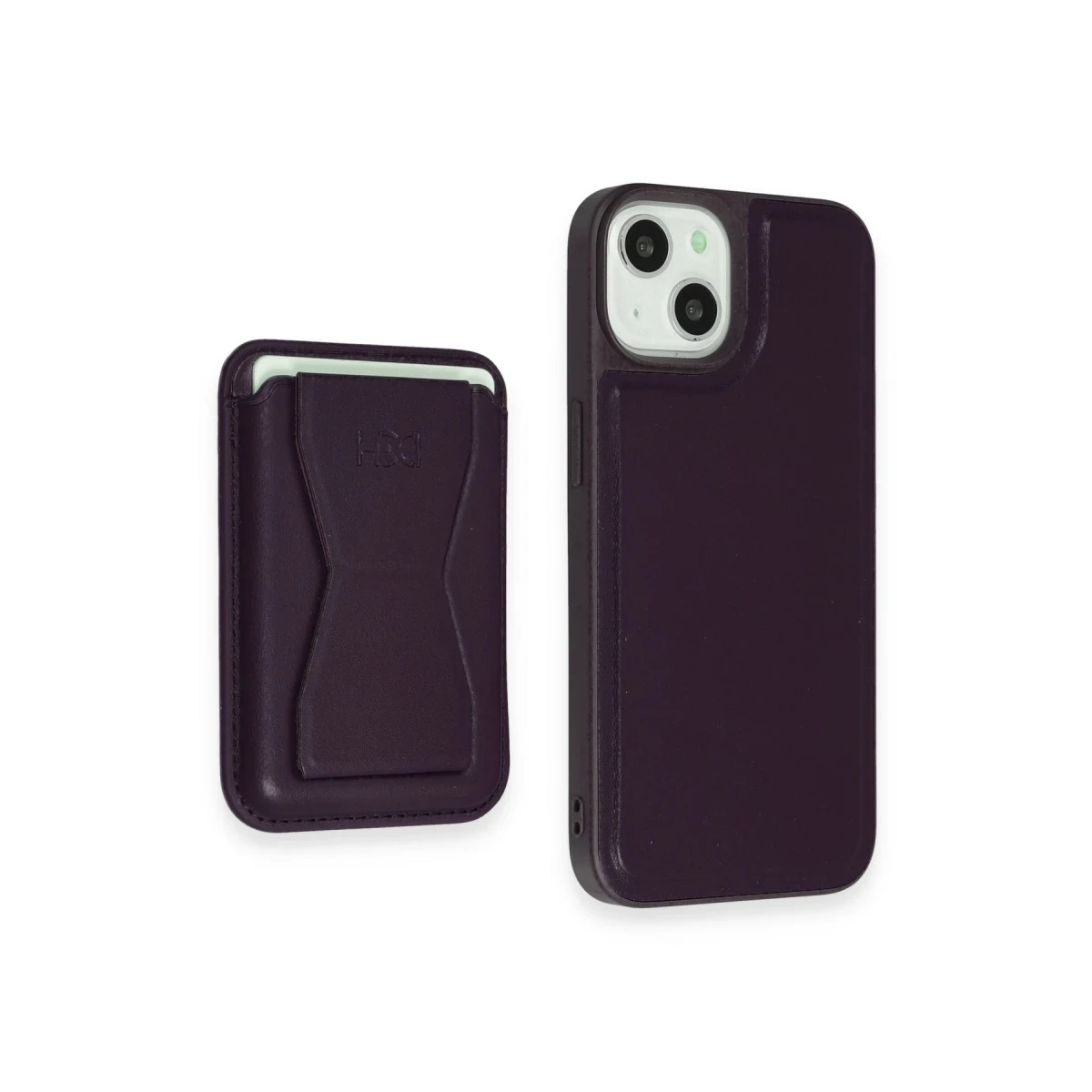 HDD Apple iPhone 14 Kılıf HD Deri Luxury Magnet Kartvizitli Kapak - Derin Mor
