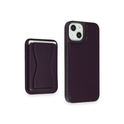 HDD Apple iPhone 14 Kılıf HD Deri Luxury Magnet Kartvizitli Kapak - Derin Mor