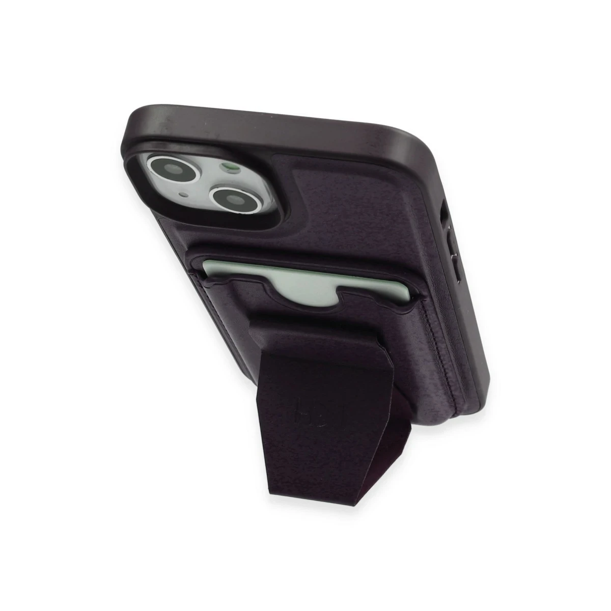 HDD Apple iPhone 14 Kılıf HD Deri Luxury Magnet Kartvizitli Kapak - Derin Mor