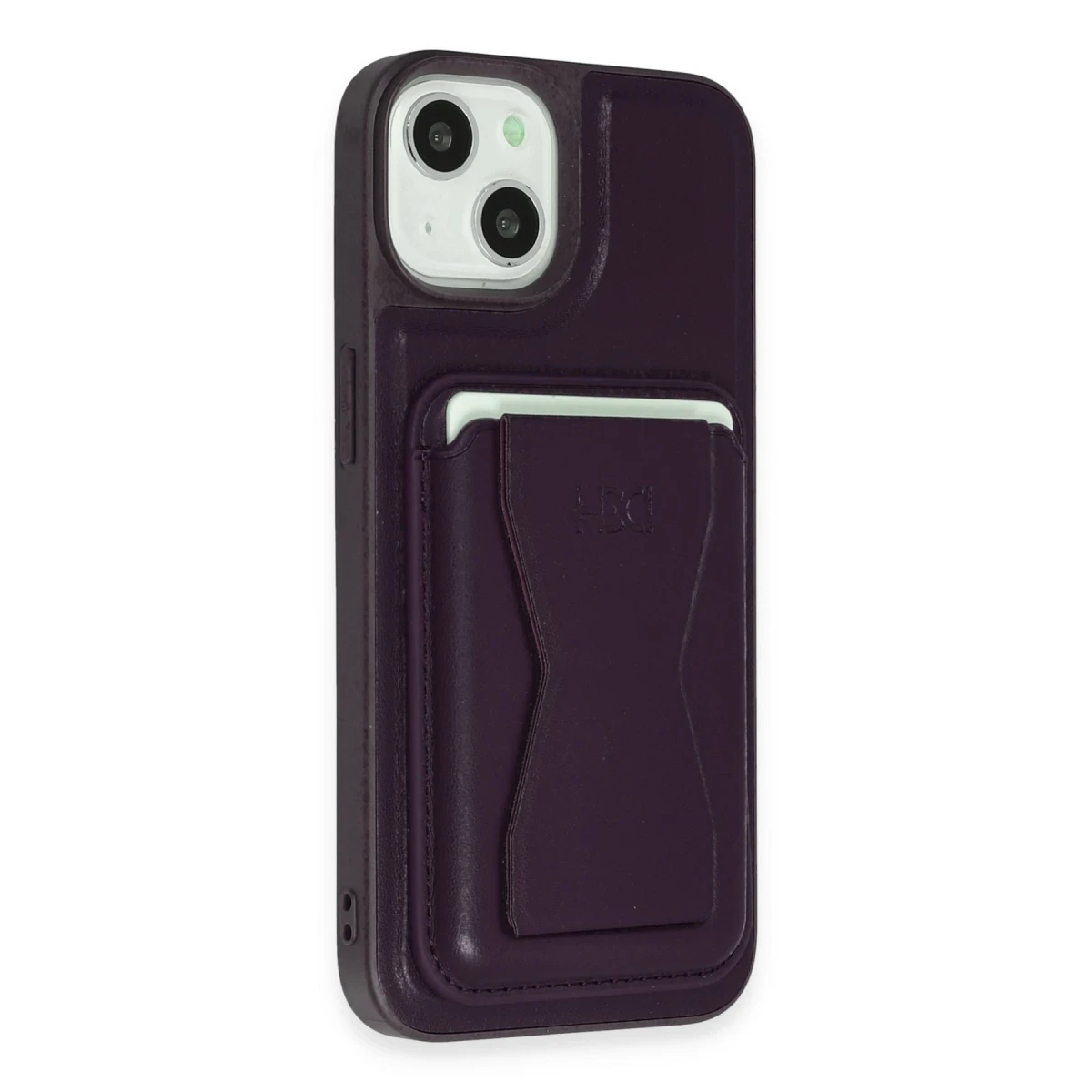HDD Apple iPhone 14 Kılıf HD Deri Luxury Magnet Kartvizitli Kapak - Derin Mor