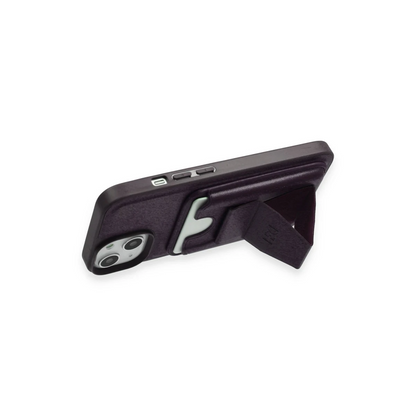 HDD Apple iPhone 14 Kılıf HD Deri Luxury Magnet Kartvizitli Kapak - Derin Mor