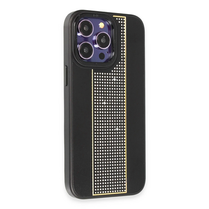 HDD Apple iPhone 14 Pro Kılıf HBC-160 Almera Taşlı Kapak - Siyah