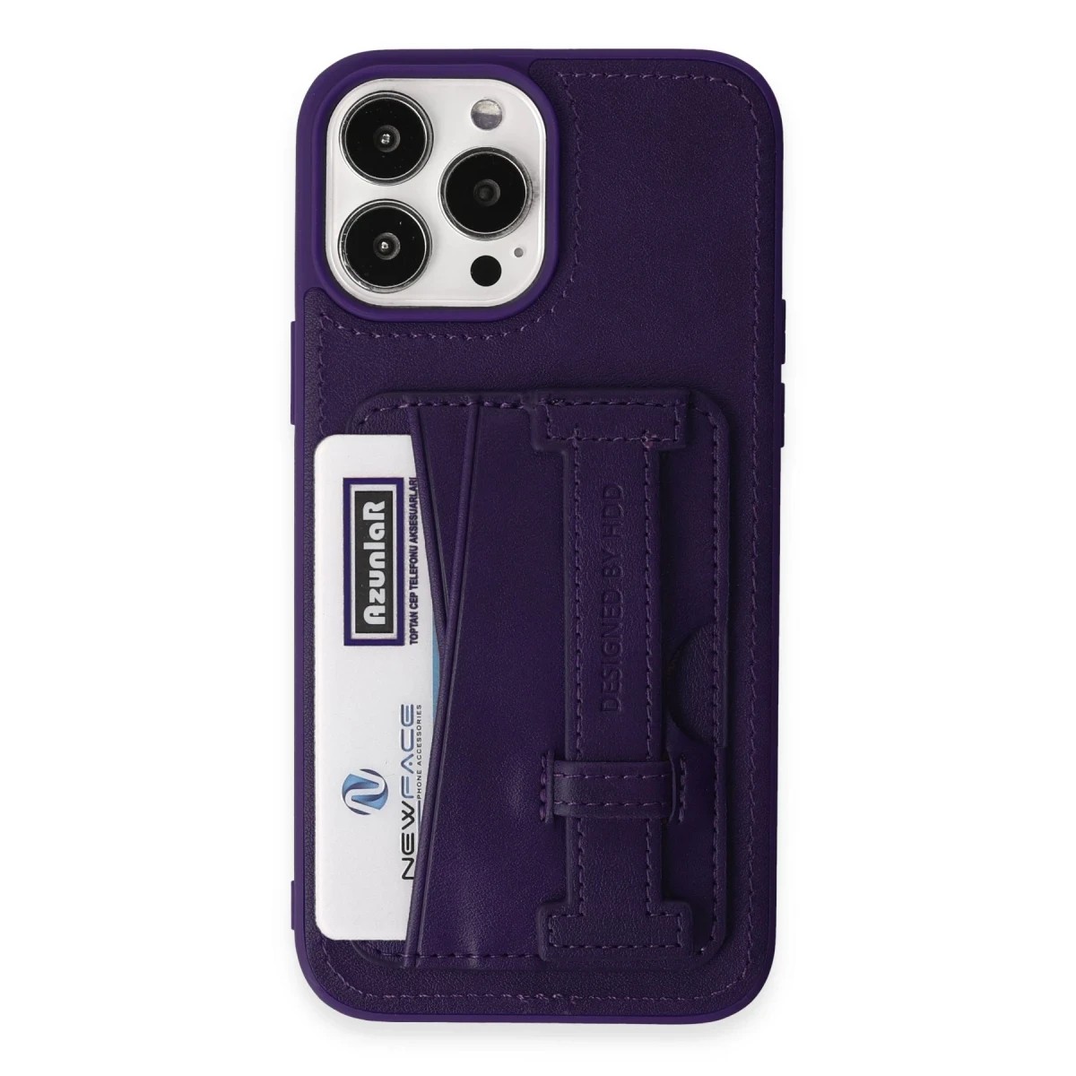 HDD Apple iPhone 14 Pro Kılıf HD Deri Kartvizitli Kapak - Derin Mor