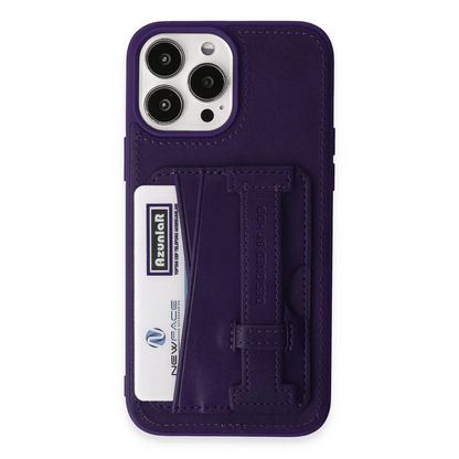 HDD Apple iPhone 14 Pro Kılıf HD Deri Kartvizitli Kapak - Derin Mor
