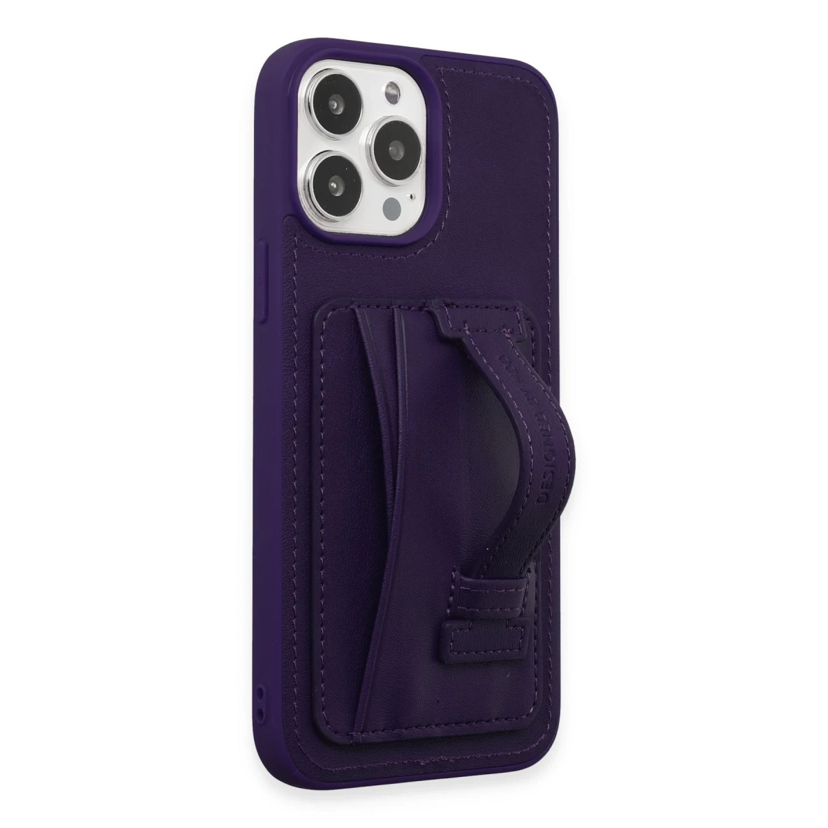 HDD Apple iPhone 14 Pro Kılıf HD Deri Kartvizitli Kapak - Derin Mor