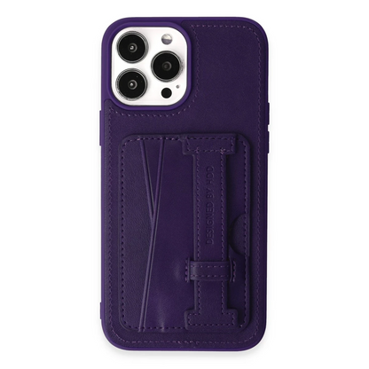 HDD Apple iPhone 14 Pro Kılıf HD Deri Kartvizitli Kapak - Derin Mor