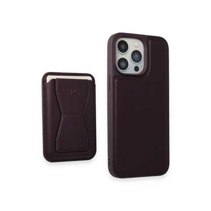 HDD Apple iPhone 14 Pro Kılıf HD Deri Luxury Magnet Kartvizitli Kapak - Derin Mor