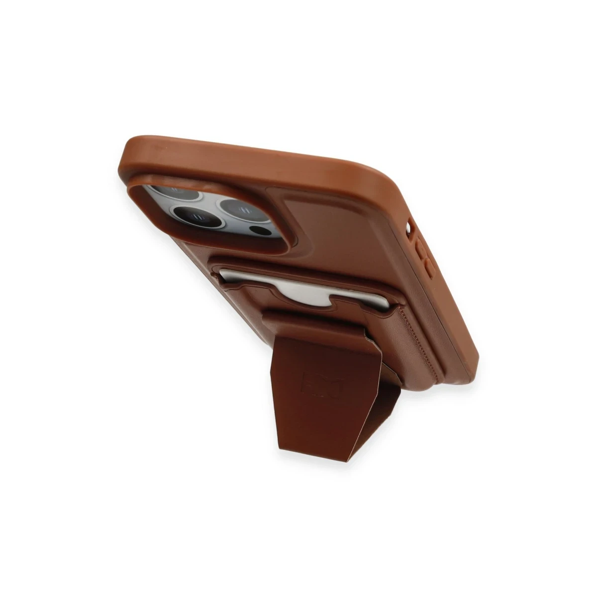 HDD Apple iPhone 14 Pro Kılıf HD Deri Luxury Magnet Kartvizitli Kapak - Kahverengi