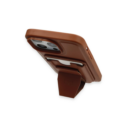 HDD Apple iPhone 14 Pro Kılıf HD Deri Luxury Magnet Kartvizitli Kapak - Kahverengi