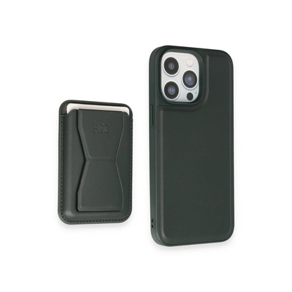 HDD Apple iPhone 14 Pro Kılıf HD Deri Luxury Magnet Kartvizitli Kapak - Koyu Yeşil