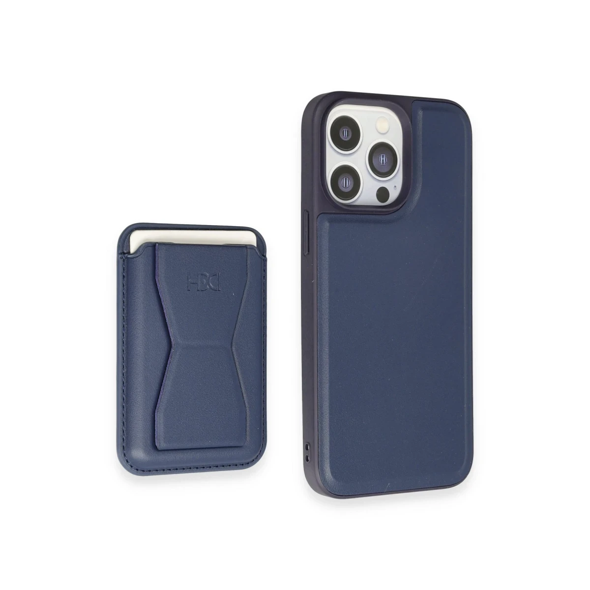 HDD Apple iPhone 14 Pro Kılıf HD Deri Luxury Magnet Kartvizitli Kapak - Lacivert