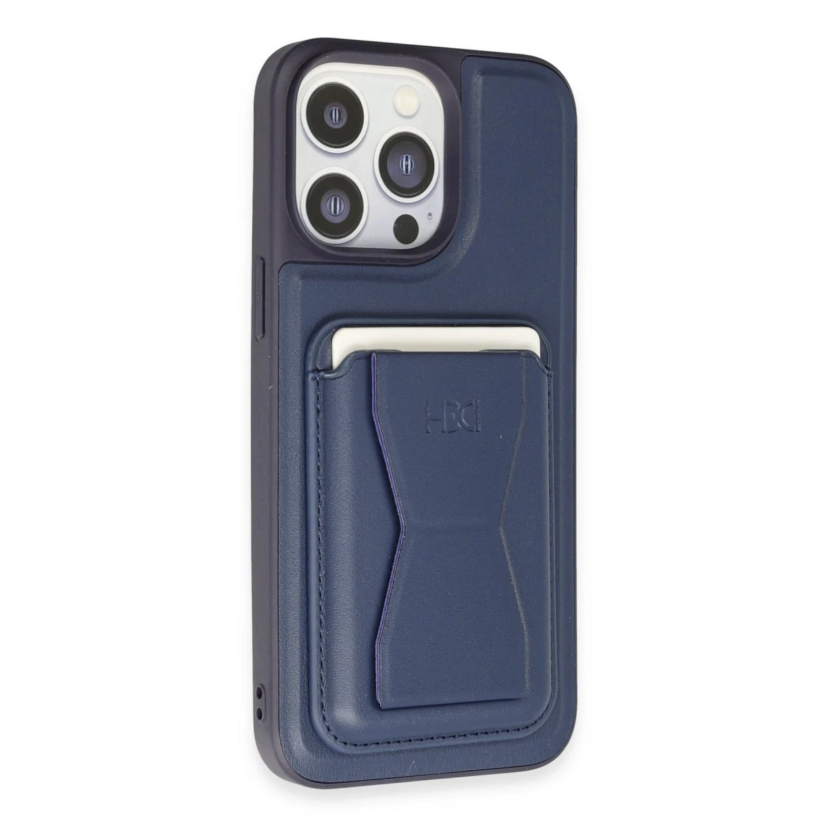HDD Apple iPhone 14 Pro Kılıf HD Deri Luxury Magnet Kartvizitli Kapak - Lacivert